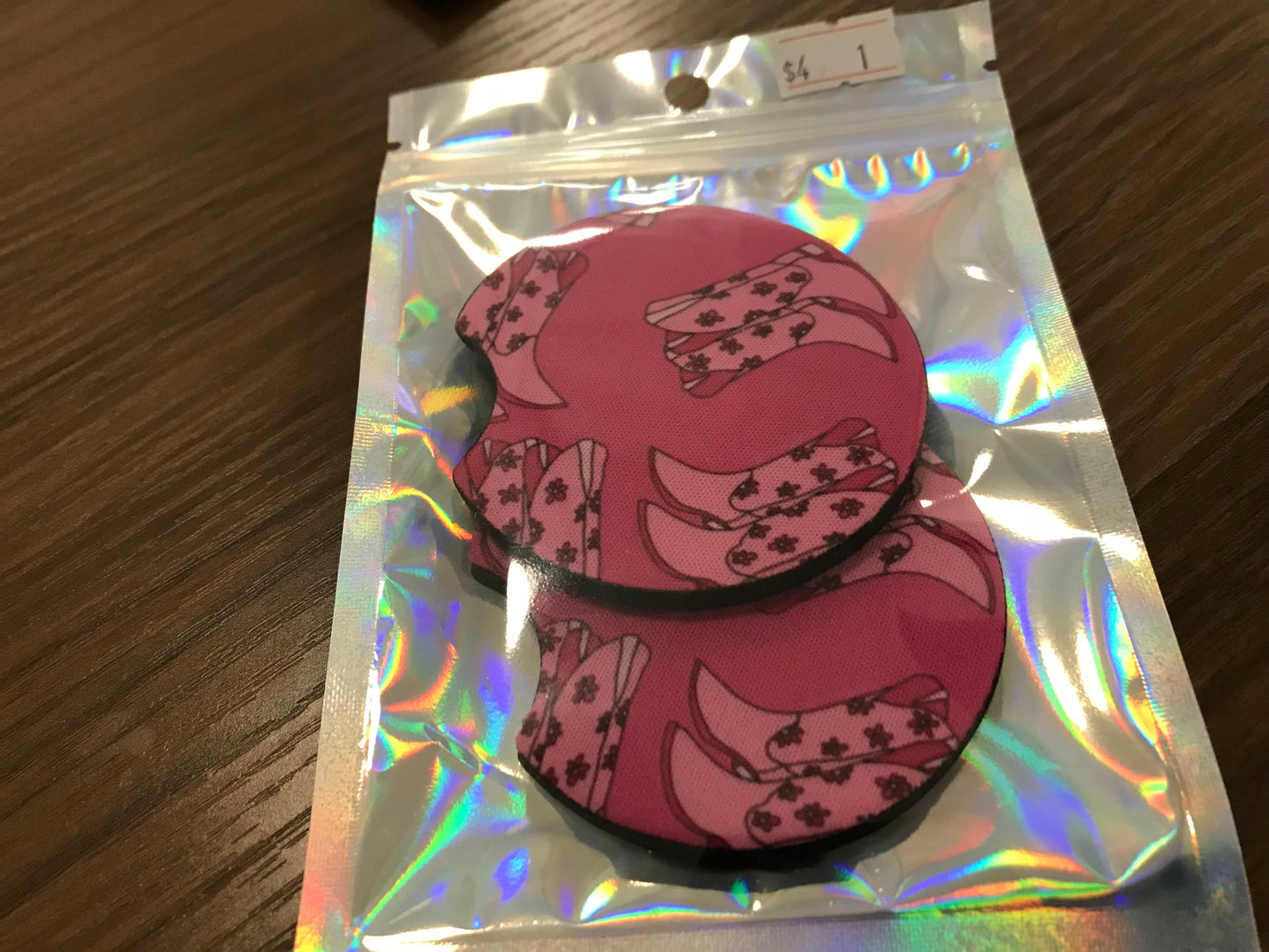 Cowgirl boots car coasters