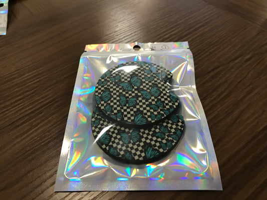 Checkered Butterfly Car Coaster